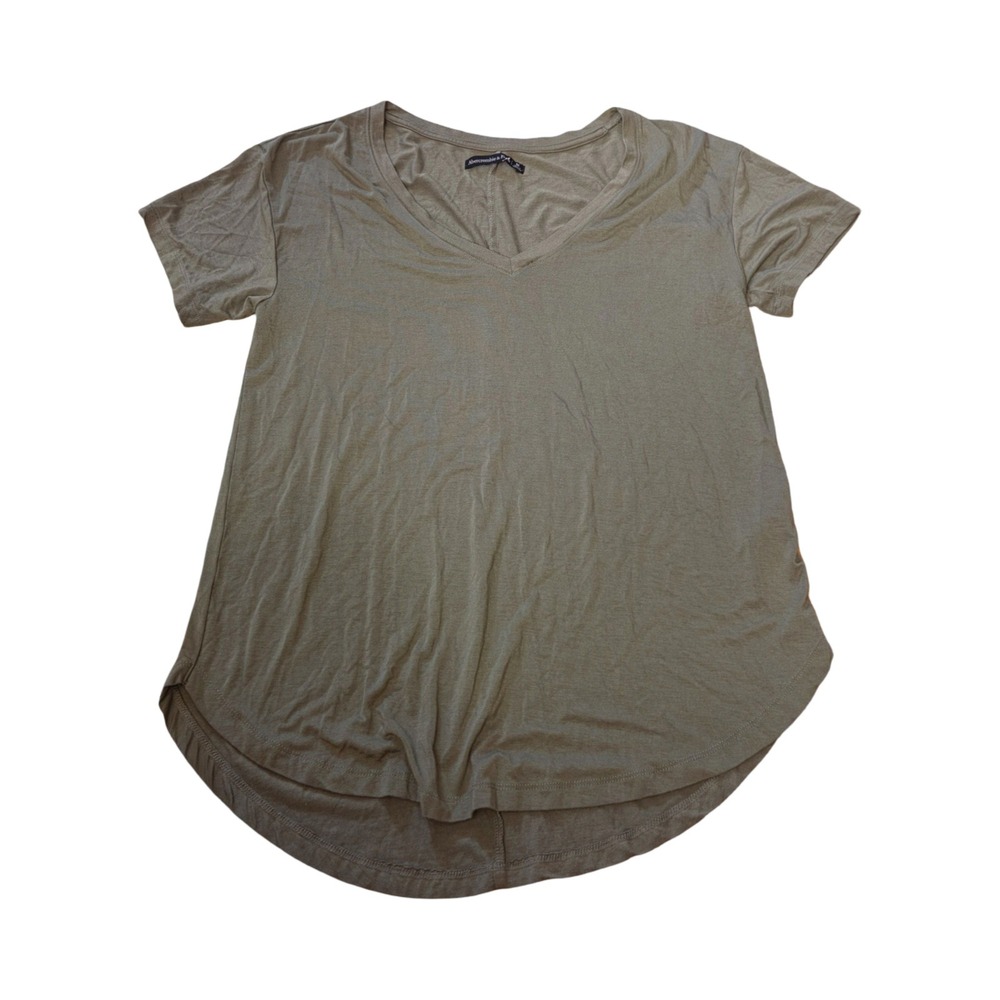 Abercrombie & Fitch Womens V-Neck Short Sleeve Top Olive Green Size Large